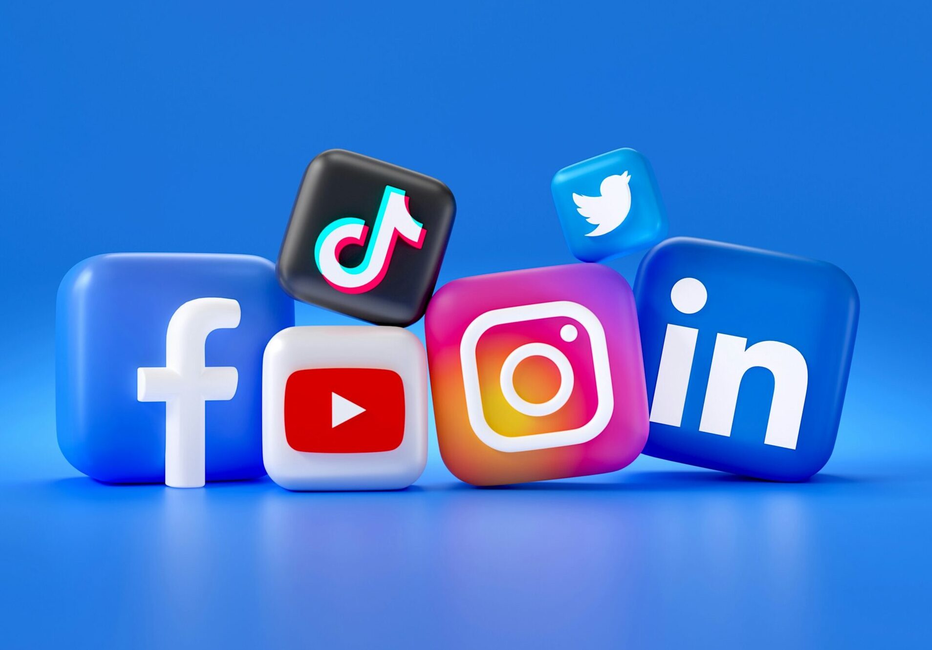 Social Media Logos in 3D. Facebook, Instagram, Twitter, TikTok, YouTube, LinkedIn. Feel free to contact me through email mariia@shalabaieva.com